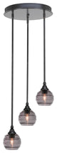 Empire 3-Light Cluster Pendalier, Matte Black/Smoke Ribbed