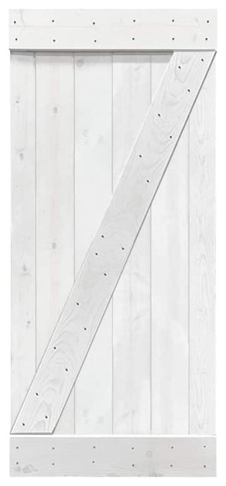 Stained Solid Pine Wood Sliding Barn Door, White, 36"x84", Z Bar