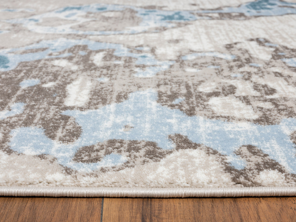 Abani Arto Collection ART180A Teal Beige Abstract Art Area Rug