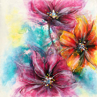 "Wise Abstract Flowers" Hand Painted Art On Gallery Wrap Canvas