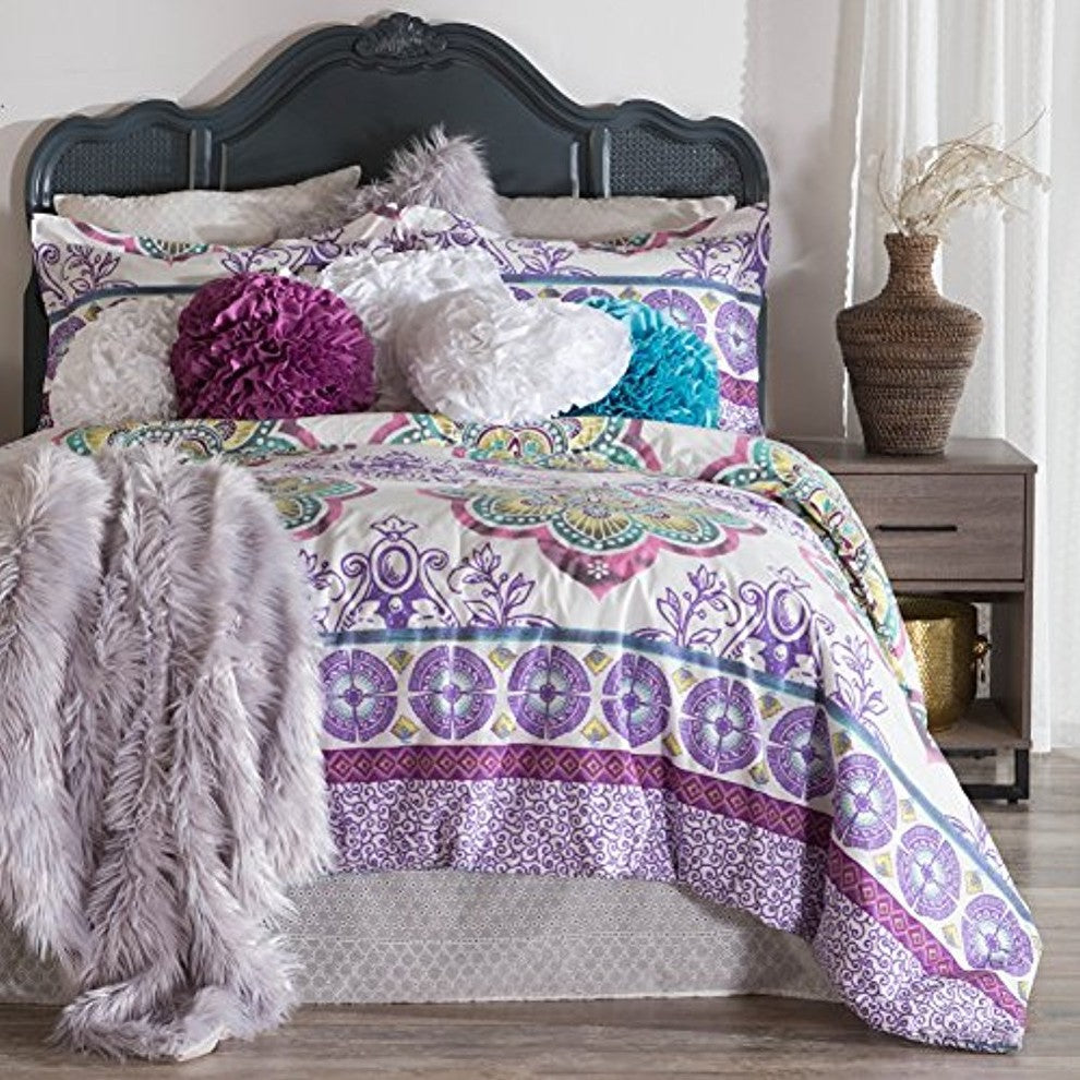 Parama 100% Cotton Reversible 3-Piece Comforter Set, King