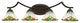 Zilo 4 Light Bath Bar, Dark Granite Finish, 7" Green Sunray Tiffany Glass