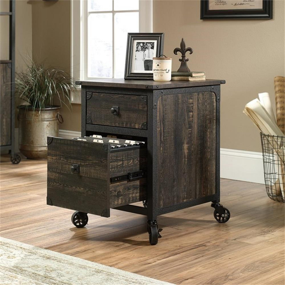 Pemberly Row 2Drawers Vertical Black Wood Filing Cabinet Easy Assembly