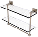 Montero 16" Two Tiered Glass Shelf with Integrated Towel Bar, Antique Pewter