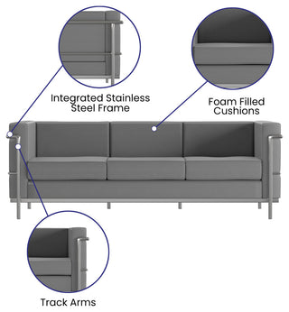 Hercules Regal Series Contemporary LeatherSoft Sofa With Encasing Frame, Gray