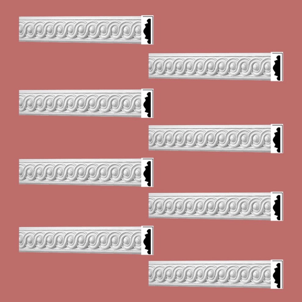 Crown Molding White Urethane Ornate Design 8 Pcs   636" Length