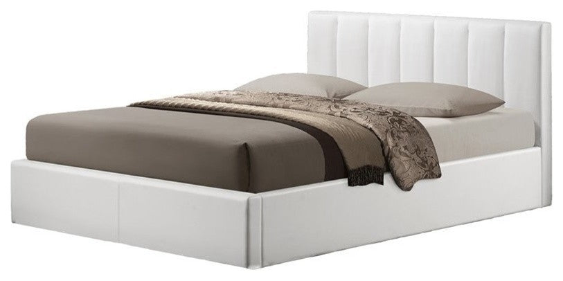 Templemore White Leather Contemporary Queen-Size Bed