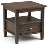 Warm Shaker Solid Wood 20" Rustic End Side Table, Farmhouse Brown