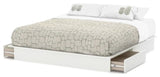 South Shore Step One King Platform Bed 78" With Drawers, Pure White