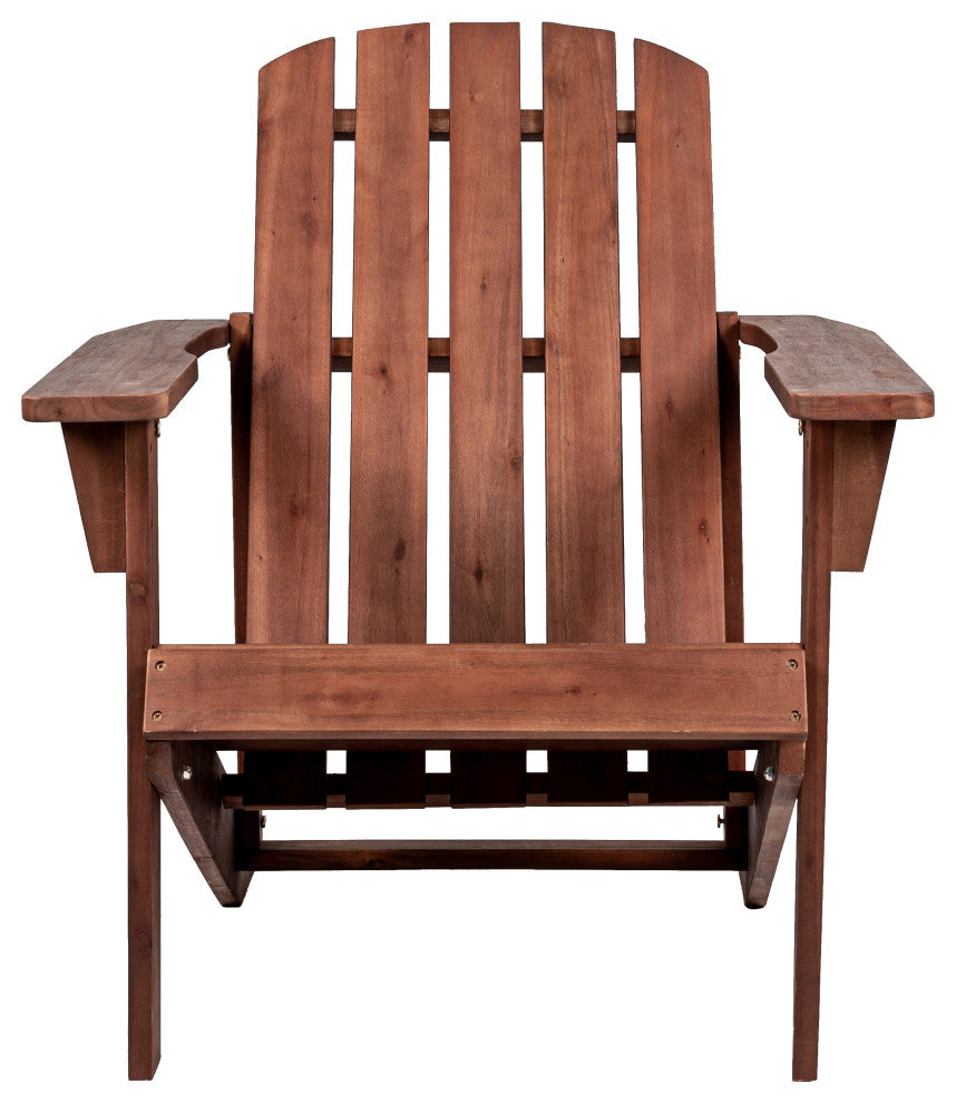 Westport Outdoor Patio Traditional Acacia Wood Adirondack Chair, Dark Brown