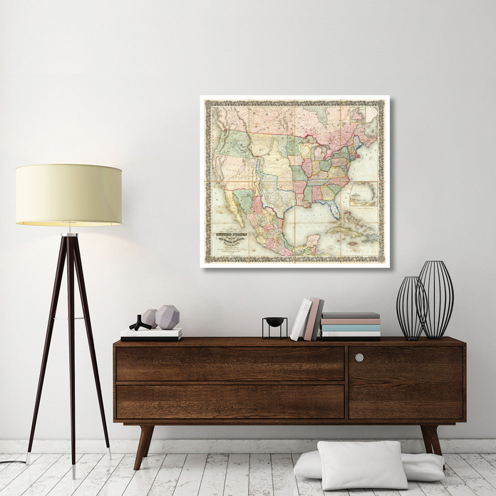 "Map of The United States of America, 1848" Print by J. H. Colton, 46"x42"