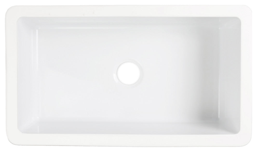 Eden Crisp White Fireclay 31" Single Bowl Undermount Kitchen Sink