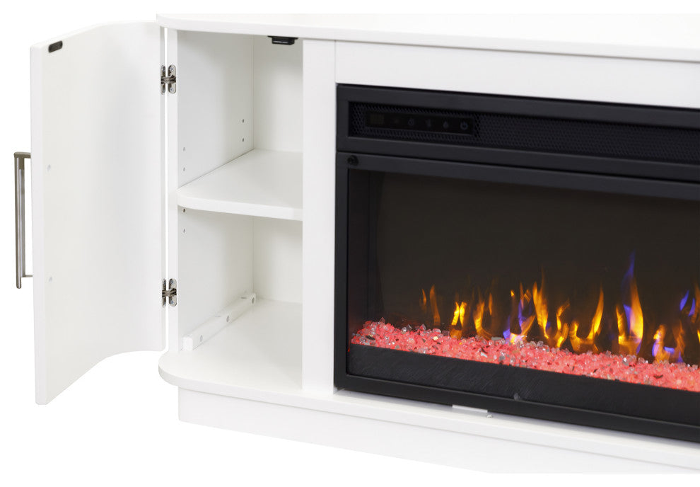 Modern 96" Fireplace Console Entertainment, White