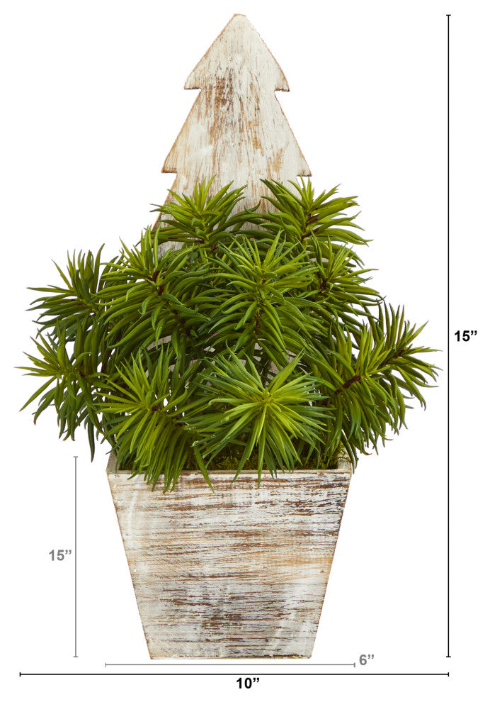 15" Succulent Artificial Plant, Christmas Tree Planter