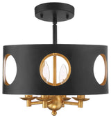 Crystorama ODE-700-BK-GA_CEILING, 4-Light Ceiling Mount, Black, Antique Gold