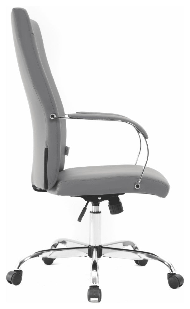 LeisureMod SO19GRL Sonora Modern Grey High-Back Leather Office Chair