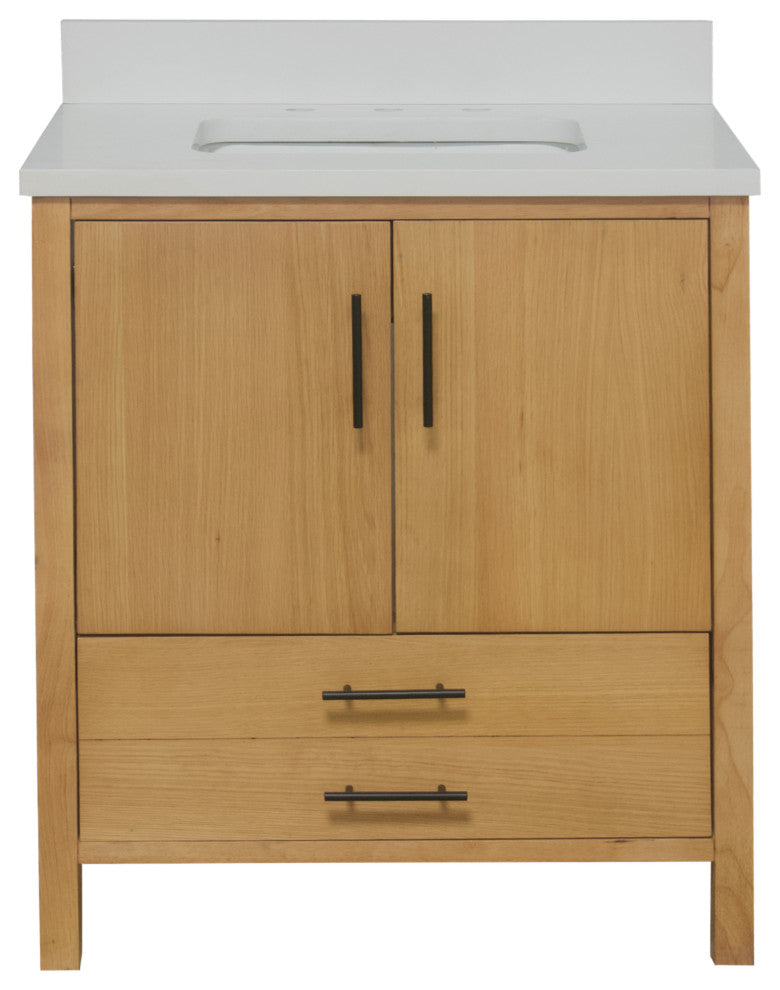 California 30" Bathroom Vanity, Blonde, Matte White