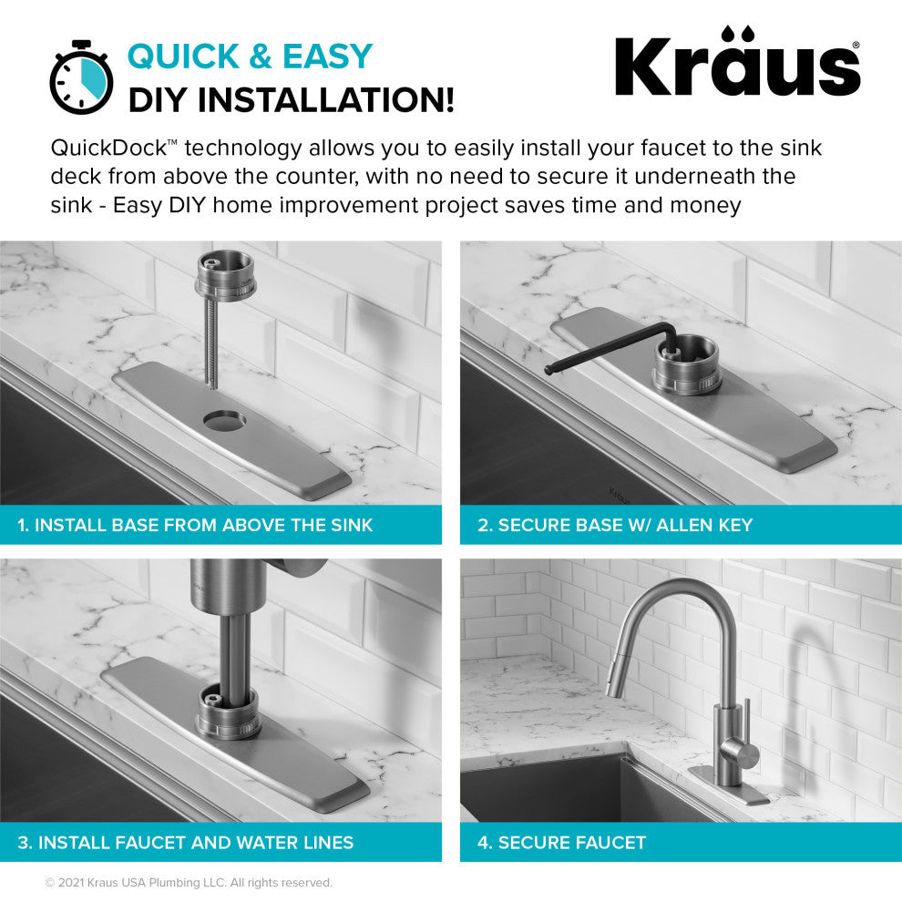 Oletto Pull-Down 1-Hole Kitchen Faucet, Matte Black