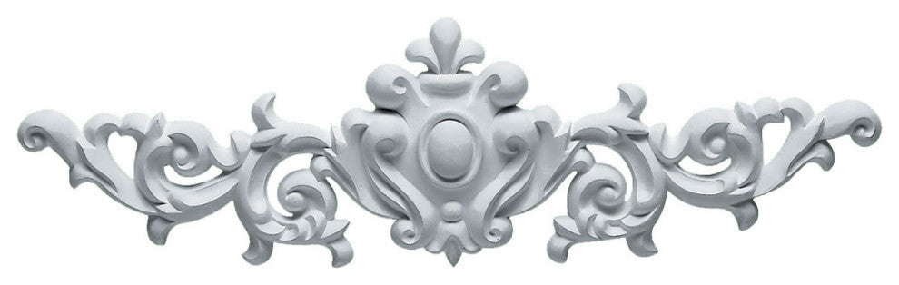 16 3/8"W  x 4 3/4"H x  3/4"P Marcella Medium Leaf with Scrolls Onlay