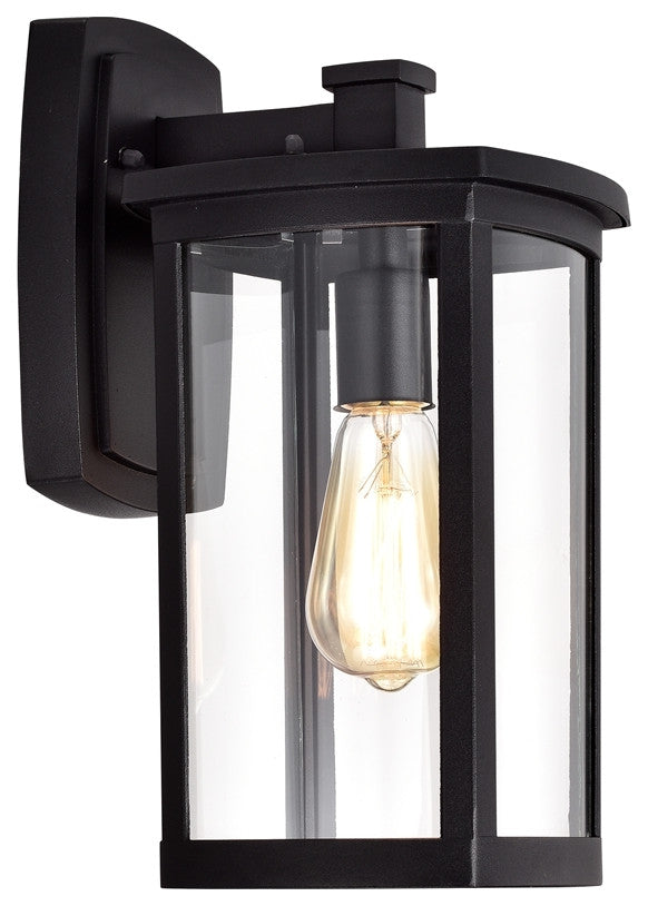 Quill Transitional 1 Light Textured Black Outdoor Wall Sconce 14" Height