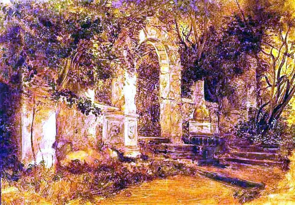 Karl Pavlovich Brulloff Ruins in Park, 18"x27" Wall Decal