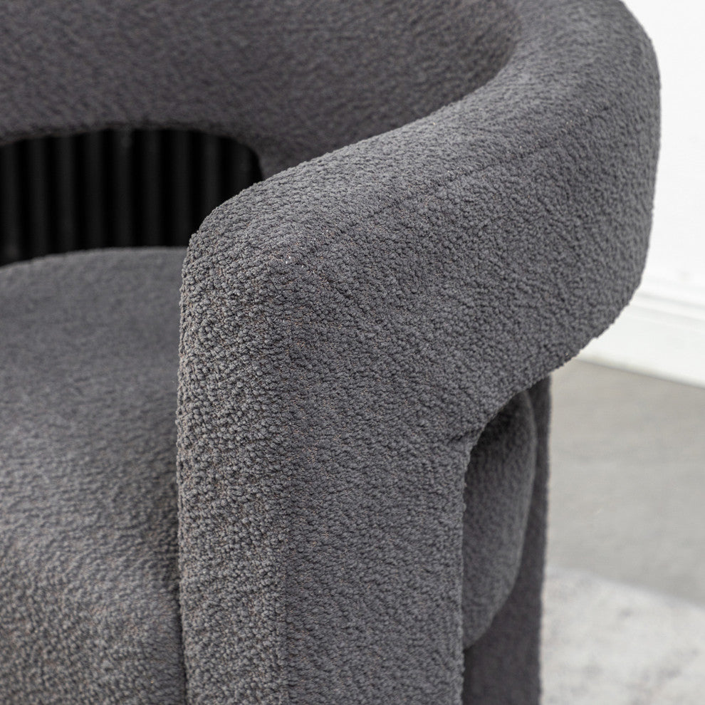 28" Wide Boucle Upholstered Square Armchair, Set of 2, Gray