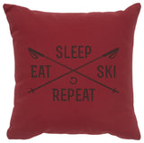 Image Pillow 16x16 Sleep,Eat,Ski,Repeat Cotton Brick