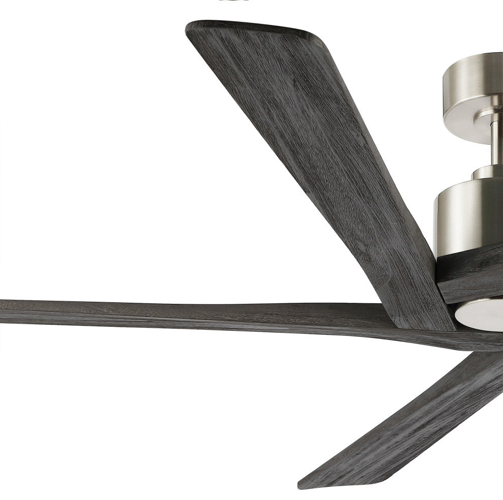 64" Reversible 5-Blade DC Ceiling Fan With Remote Control, Brushed Nickel/Gray