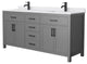 72"DBL Vanity Dark Gray, White Cult. Marble Countertop, Sinks, Black Trim