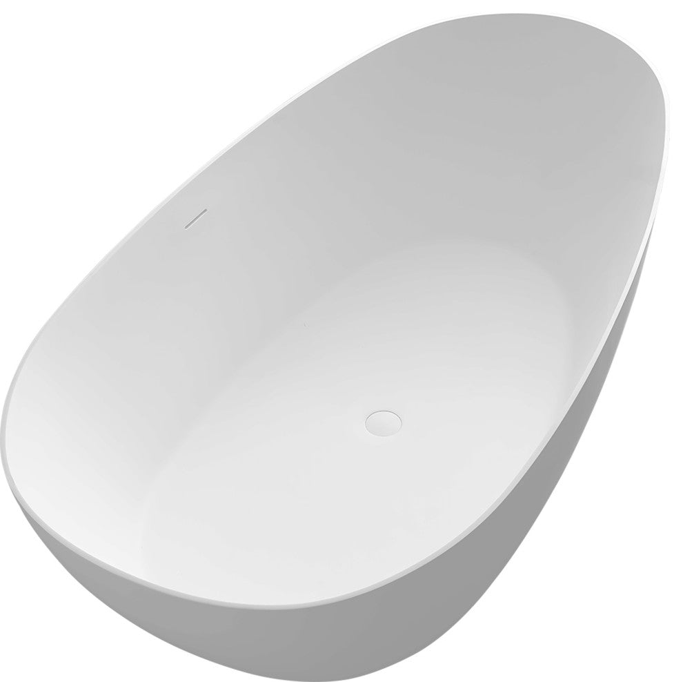 Solid Surface Freestanding Soaking Bathtub, Drain, 67"