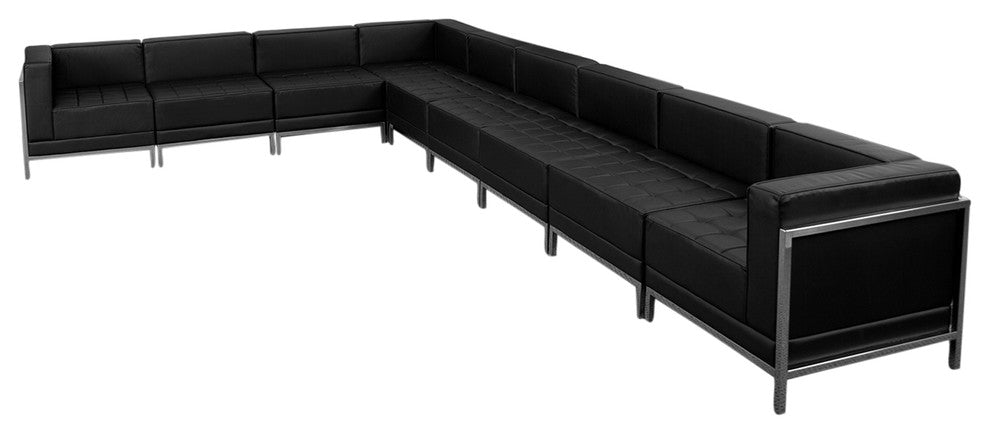HERCULES Imagination Series Black Leather Sectional Configuration, 9 Pieces