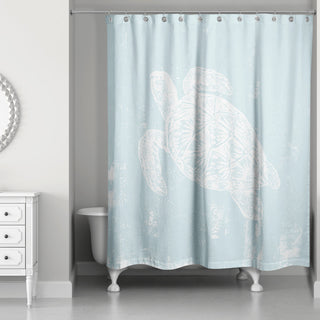 Sea Turtle Stamp 2 71x74 Shower Curtain