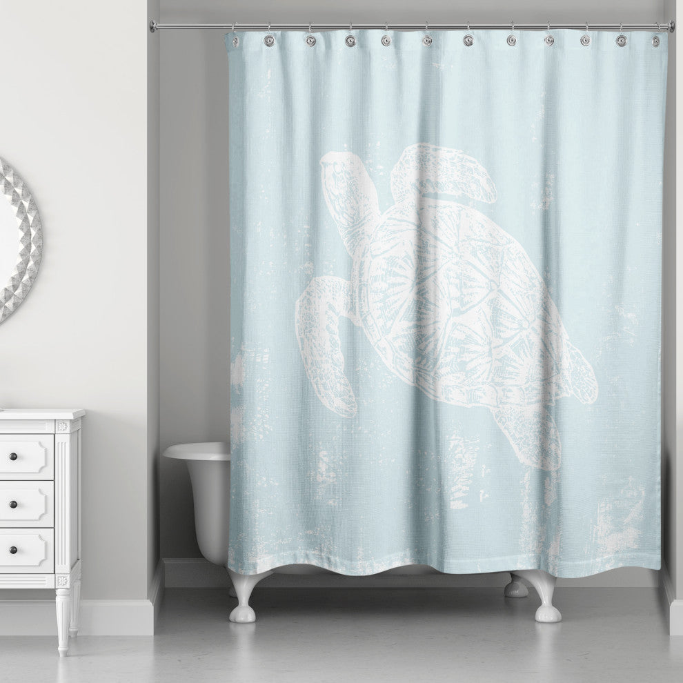 Sea Turtle Stamp 2 71x74 Shower Curtain