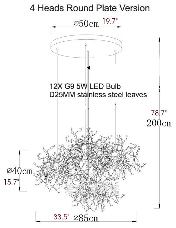 MIRODEMIÂ® La Venturi | Chandelier in a Nordic Style for Dining Room, Chrome, 4 Heads, Cool Light