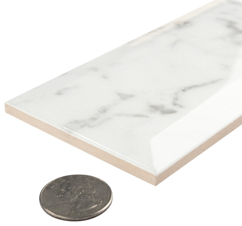 Classico Carrara Ceramic Wall Tile, Glossy Metro, 44