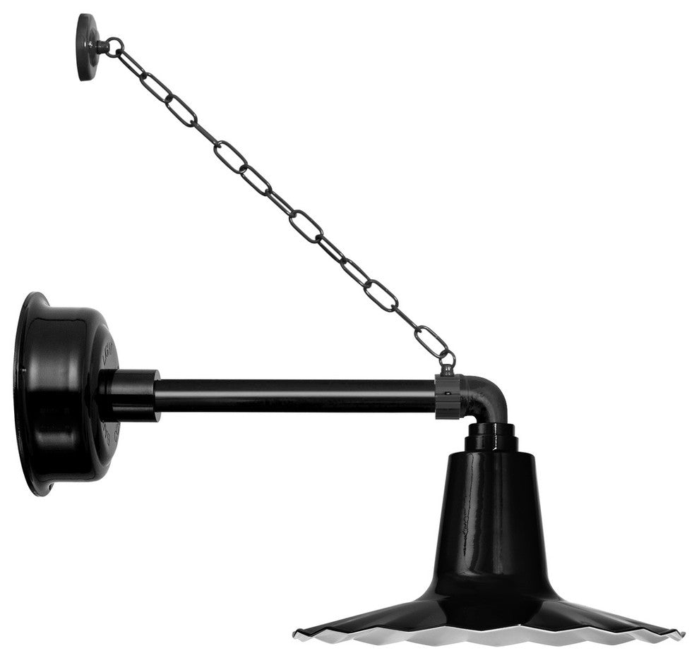 20" Iris LED Wall Light With Metropolitan Arm With Chain, Black