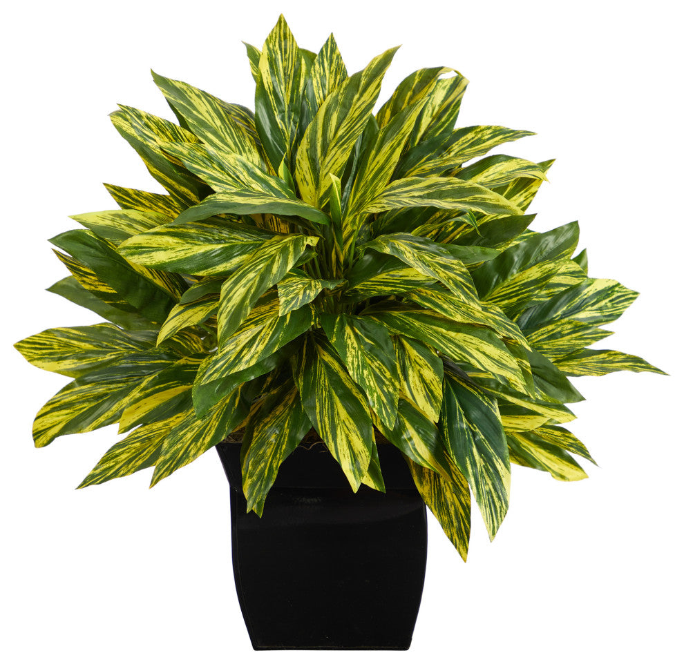 18" Tradescantia Artificial Plant, Black Metal Planter, Real Touch