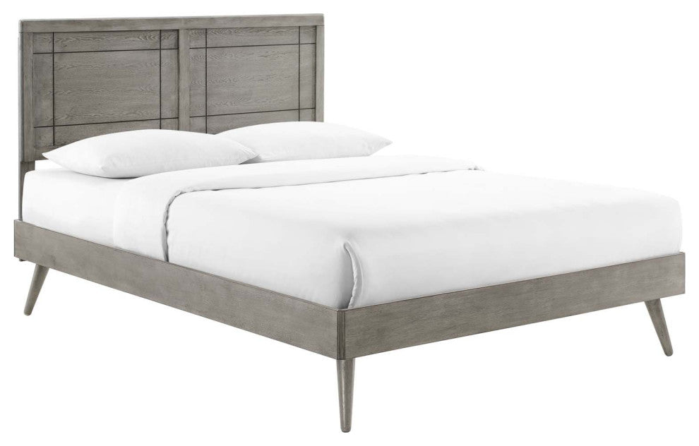 Marlee King Wood Platform Bed With Splayed Legs Gray