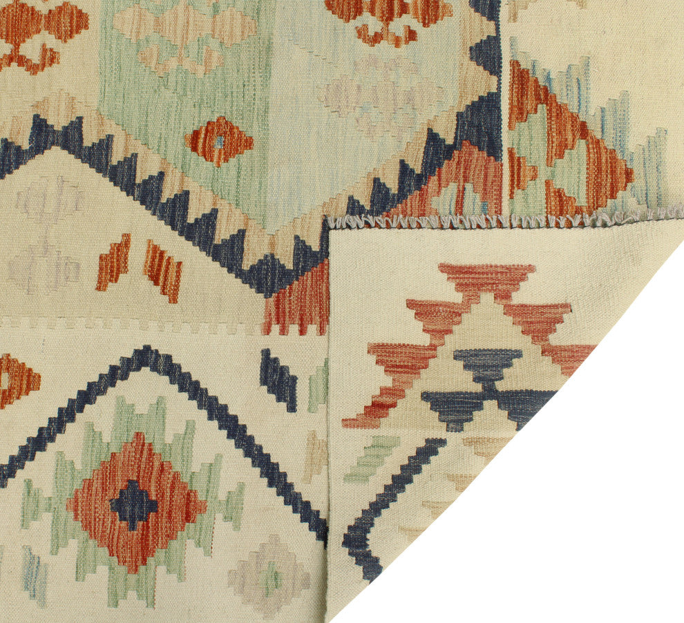 Sun Faded Flatweave Ormazd Beige/Navy Rug, 6'5x10'0