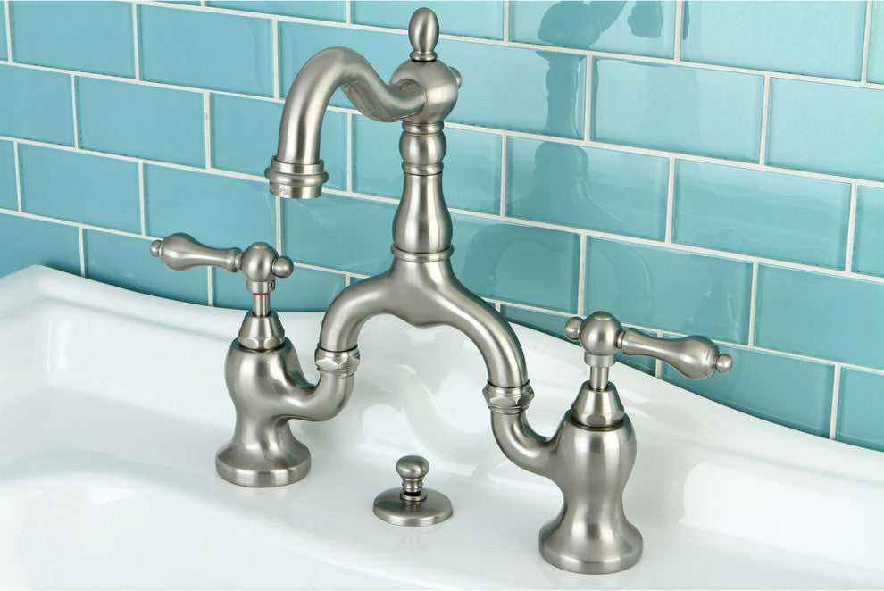 Kingston Brass Bathroom Faucet With Brass Pop-Up, Brushed Nickel