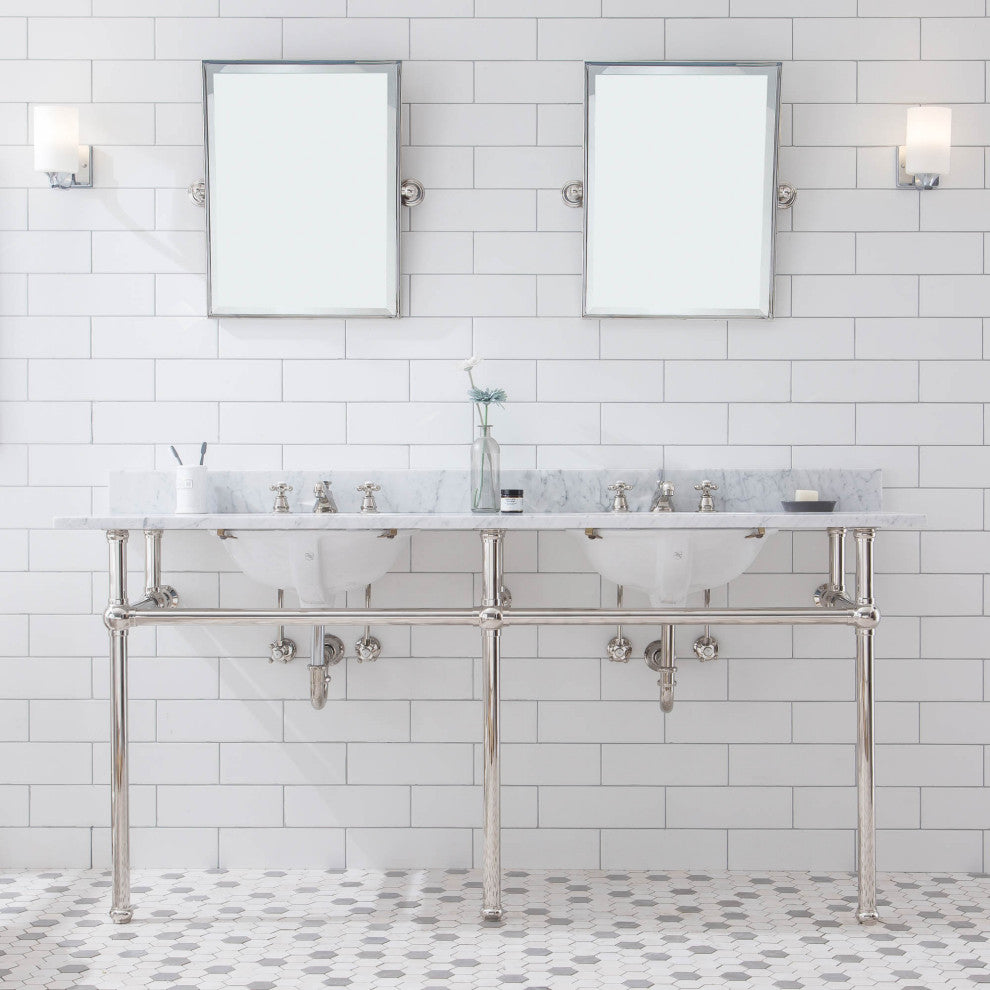 Embassy 72" Wide Double Wash Stand, P-Trap, Countertop With Basin