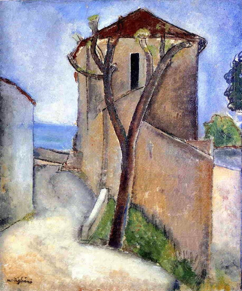 Amedeo Modigliani Tree and Houses, 20"x25" Wall Decal