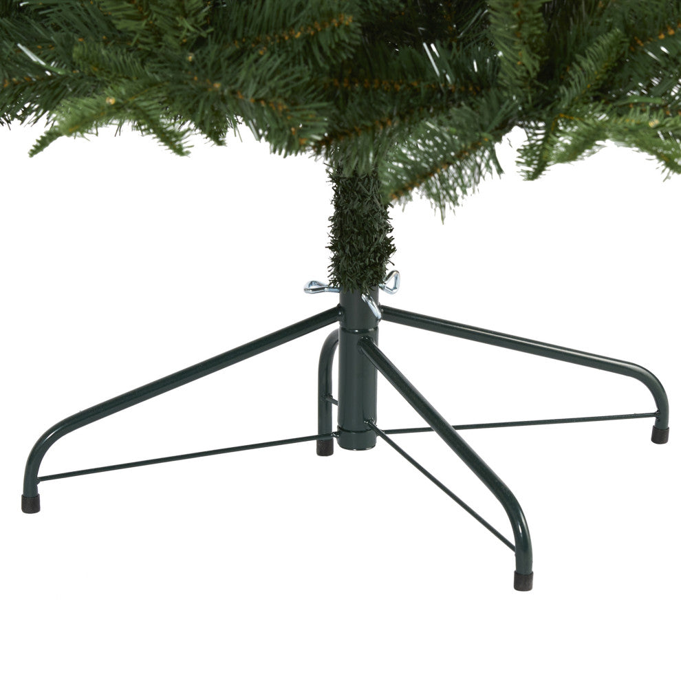 7' Grand Teton Spruce Flat Back Faux Xmas Tree W/ Lights & Bendable Branches