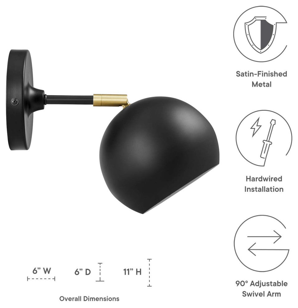Chalice 4" Swing-Arm Metal Wall Sconce, Black