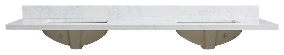 Jaen Composite Stone Vanity Top With Ceramic Sink, Grain White, 73"