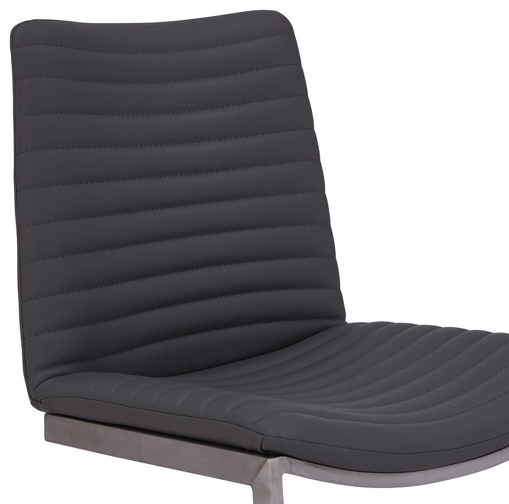 April Gray Faux Leather and Stainless Steel Dining Chairs Set of 2