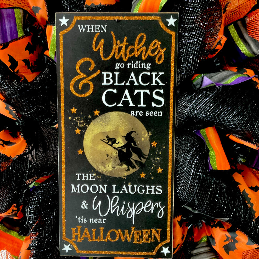 Witches and Black Cats Handmade Deco Mesh Wreath