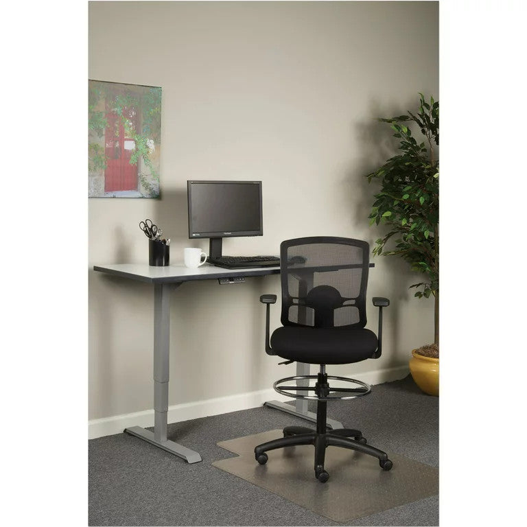 Modern Office Chair, Ergonomic Design With Breathable Backrest & Footrest, Black