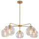 5-Light Glass Bubble Sputnik Light Fixture, Brass