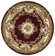 HomeRoots 7' Round Red or Ivory Floral Bordered Indoor Area Rug